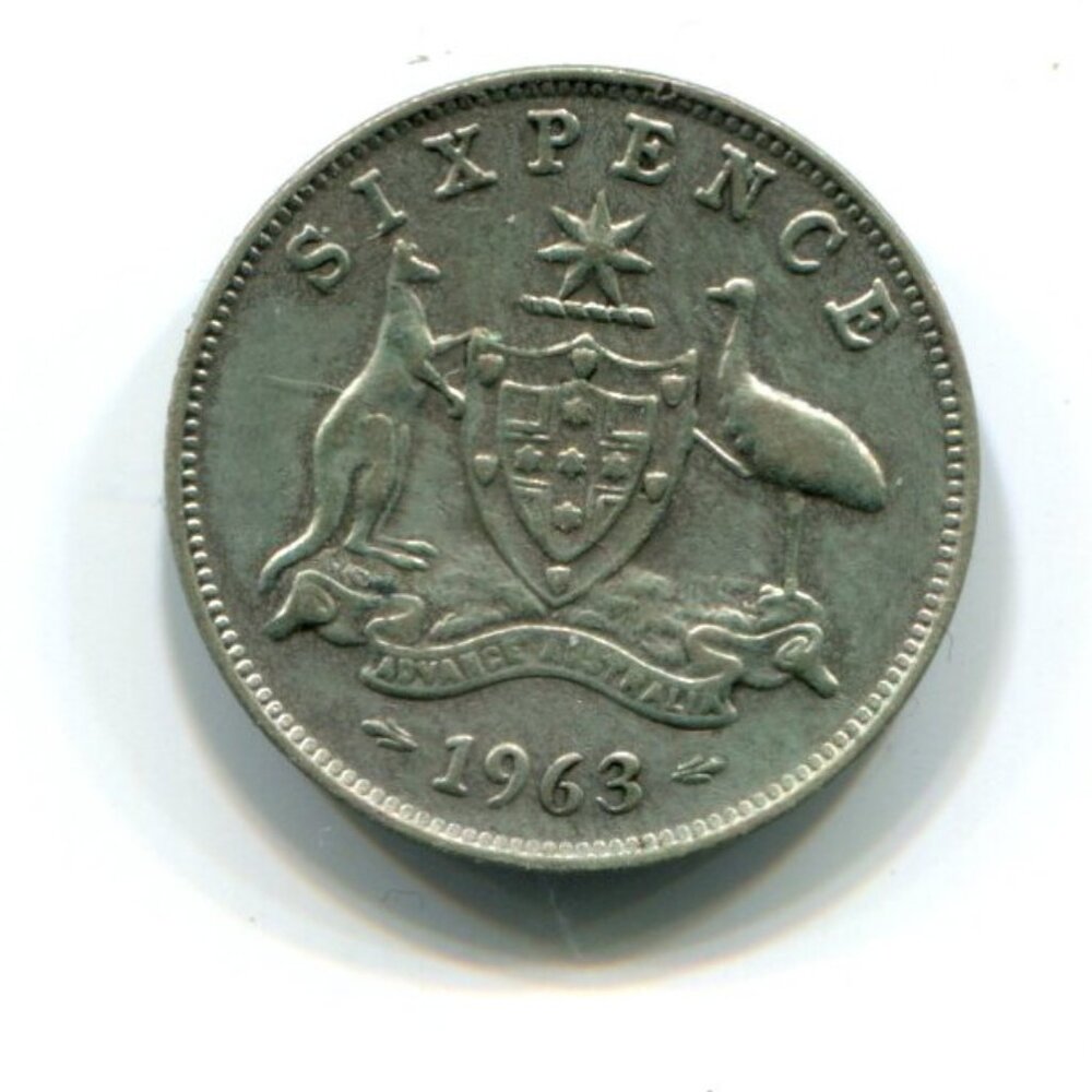 1963 Australia Silver Sixpence Coin (b719-24)